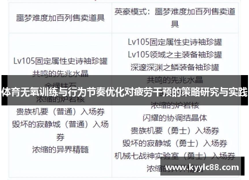 体育无氧训练与行为节奏优化对疲劳干预的策略研究与实践
